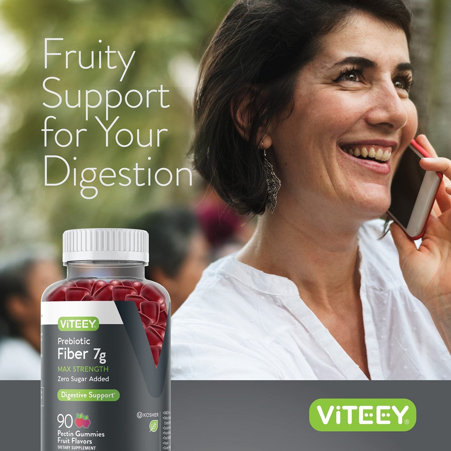 VITEEY Prebiotic Fiber Gummies for Adults, 7g - Gut Health & Digestive Soluble Fiber Supplement Gummies - Zero Sugar Added, Vegan, Gluten-Free - 180 Count - dailyvitalstore