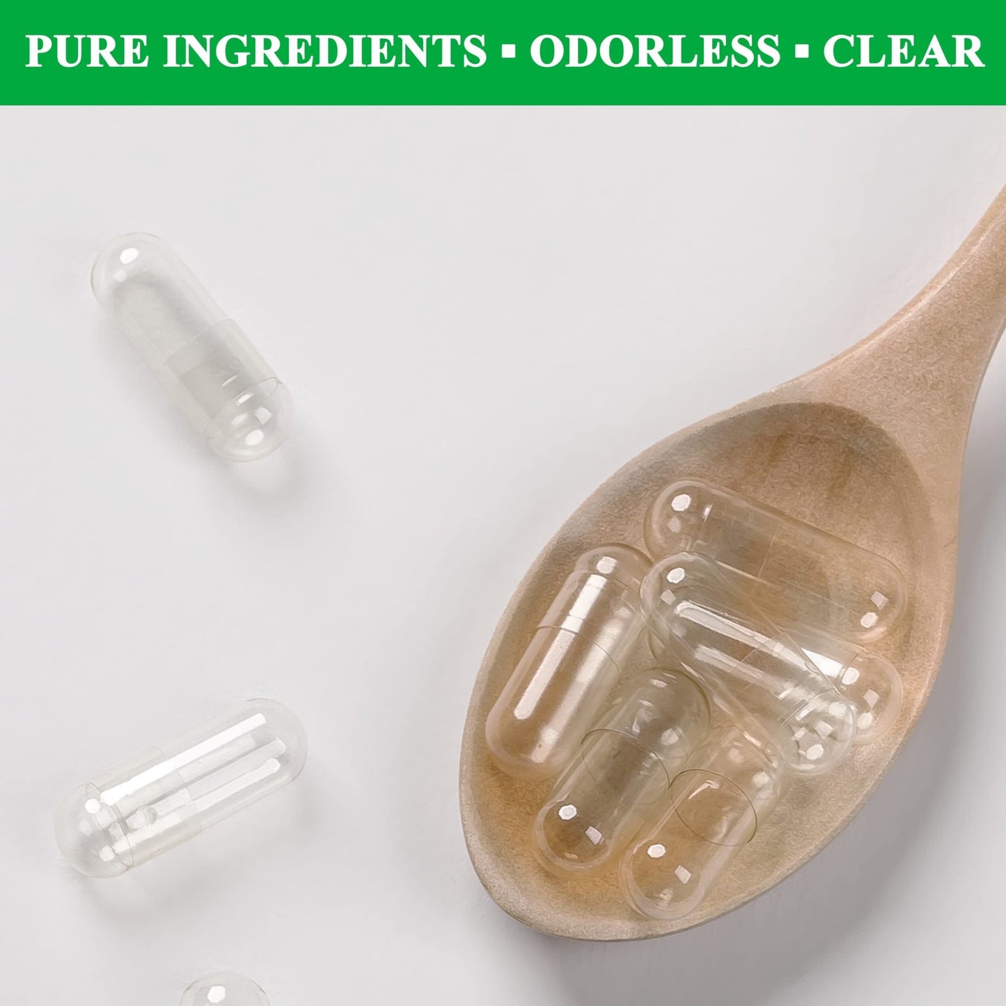 wananfu Size 0 Empty Capsules Vegetarian (100 Count) Bundle with Micro Lab Spoon, Clear Fillable Veggie Pill Capsules Size 0 for Making Your Own Supplements - dailyvitalstore