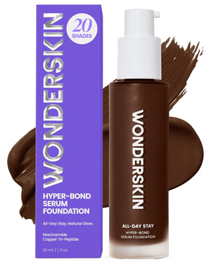 Wonderskin Hyper Bond All-Day Stay Serum Foundation – Waterproof, Transfer-Proof, 24HR Longwear Face Makeup with Niacinamide & Hyaluronic Acid – Lightweight, Natural Finish (Aura) - dailyvitalstore
