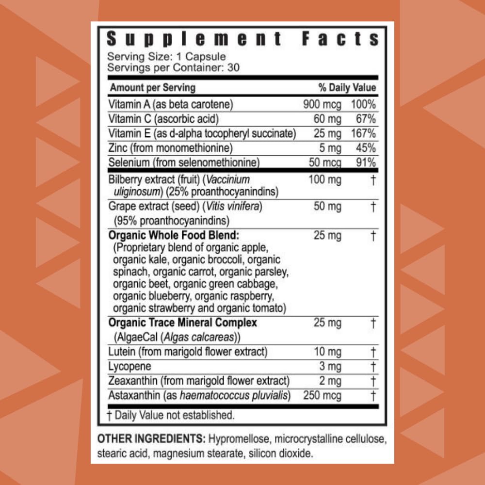 Youngevity Ocutiv™ - Eye Vitamin & Mineral Supplement - Contains Vitamin A, C, E, Zinc, Bilberry, Lutein, Lycopene, Zeaxanthin, Astaxanthin - 30 Capsules - dailyvitalstore