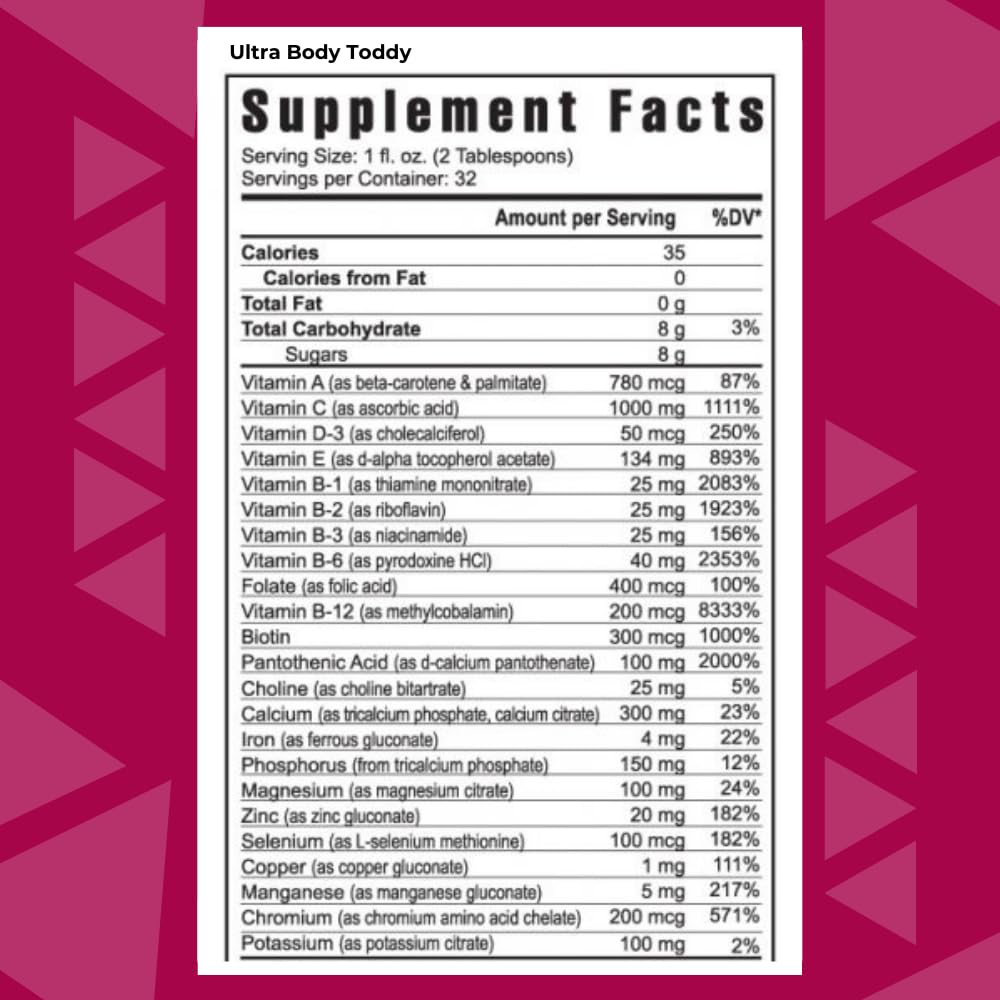 Youngevity Ultra Body Toddy - 100+ Nutrient Mega Multi-Vitamin Mineral Supplement for Men and Women - Enhanced Absorption - Phytonutrients - Amino Acids - (32 Fl Oz) - dailyvitalstore