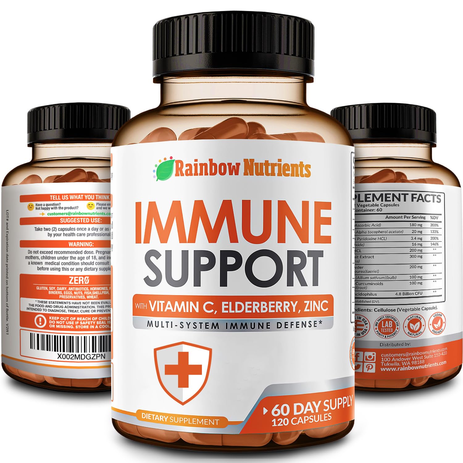 10 in 1 Immune Support Supplement (No Fillers) | Vitamin C, Zinc, Elderberry, Echinacea, Turmeric, Probiotics |Immunity Booster for Multi-System Immune Defense, - dailyvitalstore