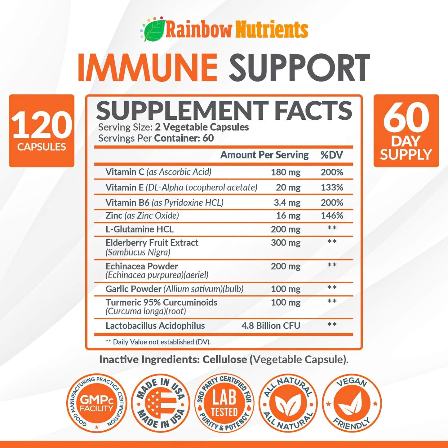 10 in 1 Immune Support Supplement (No Fillers) | Vitamin C, Zinc, Elderberry, Echinacea, Turmeric, Probiotics |Immunity Booster for Multi-System Immune Defense, - dailyvitalstore