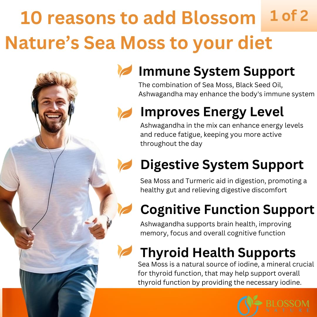 10-in-1 Irish Sea Moss Veggie Caps 3000mg Black Seed Oil Ashwagandha Bladderwrack Burdock Turmeric Apple Cider Vinegar Manuka Honey Dandelion Black Pepper - Made in US(Veggie Caps, Unflavored) - dailyvitalstore