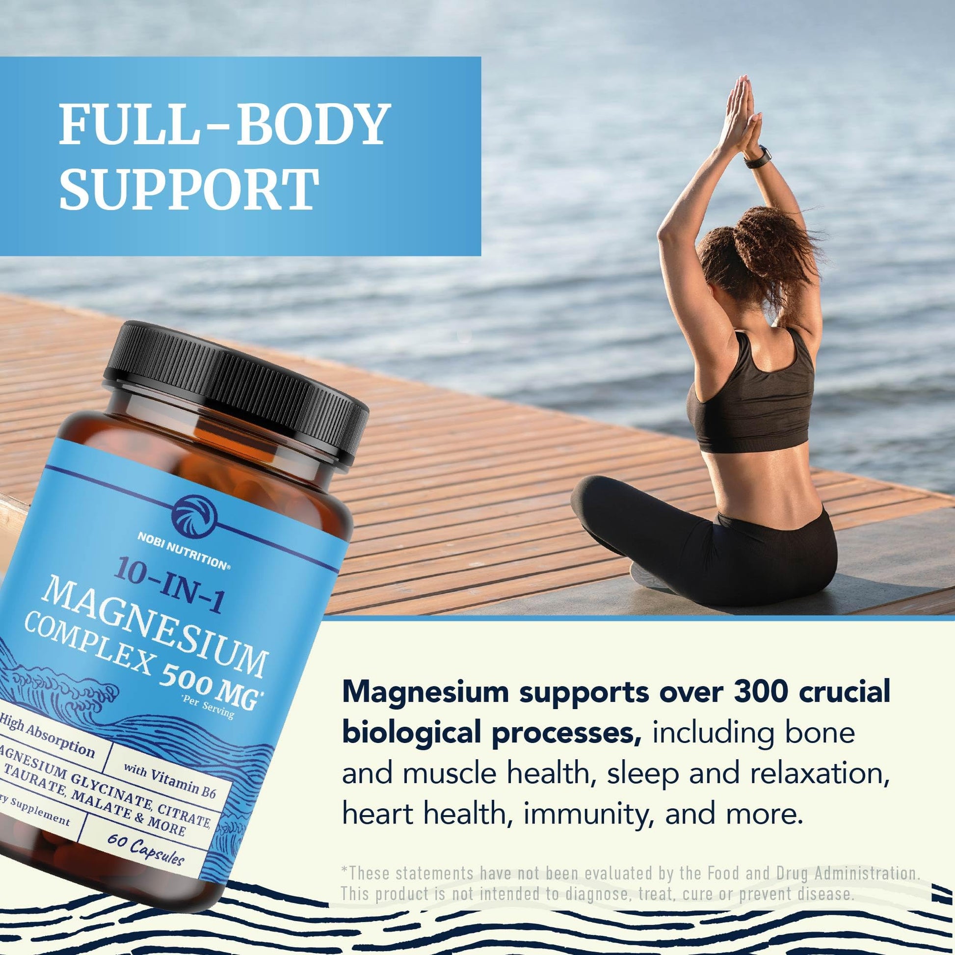 10 in 1 Magnesium Complex Supplement 500MG | Magnesium Citrate, Mag Glycinate, Malate & More | High Absorption Mag Complex with Vitamin B6 | Bone, Muscle & Heart Health Support | Non-GMO | 60 Ct. - dailyvitalstore