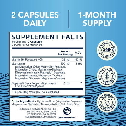 10 in 1 Magnesium Complex Supplement 500MG | Magnesium Citrate, Mag Glycinate, Malate & More | High Absorption Mag Complex with Vitamin B6 | Bone, Muscle & Heart Health Support | Non-GMO | 60 Ct. - dailyvitalstore
