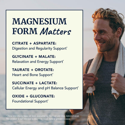 10 in 1 Magnesium Complex Supplement 500MG | Magnesium Citrate, Mag Glycinate, Malate & More | High Absorption Mag Complex with Vitamin B6 | Bone, Muscle & Heart Health Support | Non-GMO | 60 Ct. - dailyvitalstore