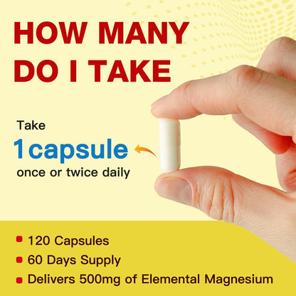 10-in-1 Magnesium Complex Supplement, Magnesium Glycinate 500mg with Citrate & Malate, Chelated High Absorption Plus Vitamin D3 & Zinc - for Nerve, Muscle & Bone Support - 120 Capsules - dailyvitalstore