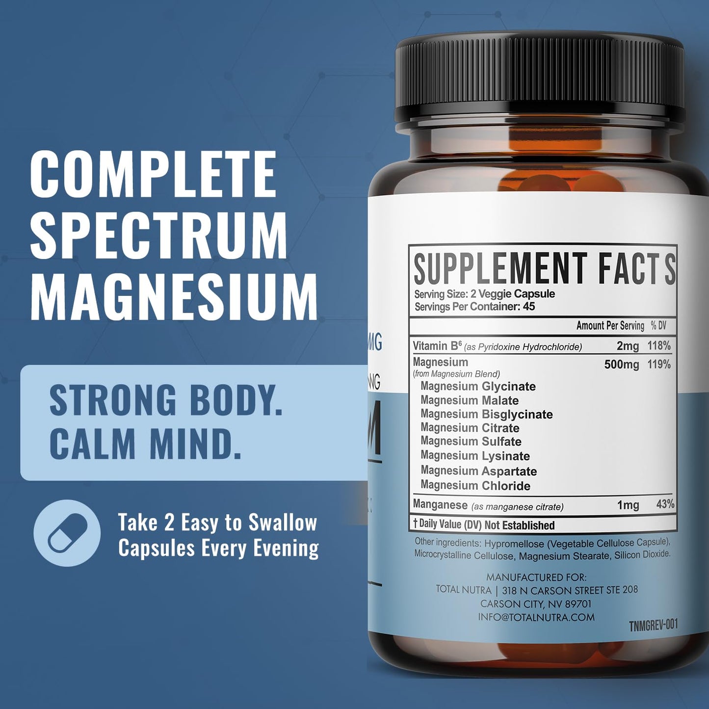 10-in-1 Magnesium Supplement 500 mg | High Absorption Magnesium Complex with Mag Glycinate, Citrate, Vitamin B6 Magnesium for Sleep, Muscle, Bone & Heart Health, Vegan & Gluten-Free, 45 Day Supply - dailyvitalstore