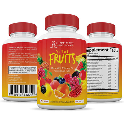 (10 Pack) Vital Fruits and Veggies Supplement Whole Food Red & Green Superfoods Non GMO Vegan Friendly 900 Veggie Capsules 10 Bottles - dailyvitalstore