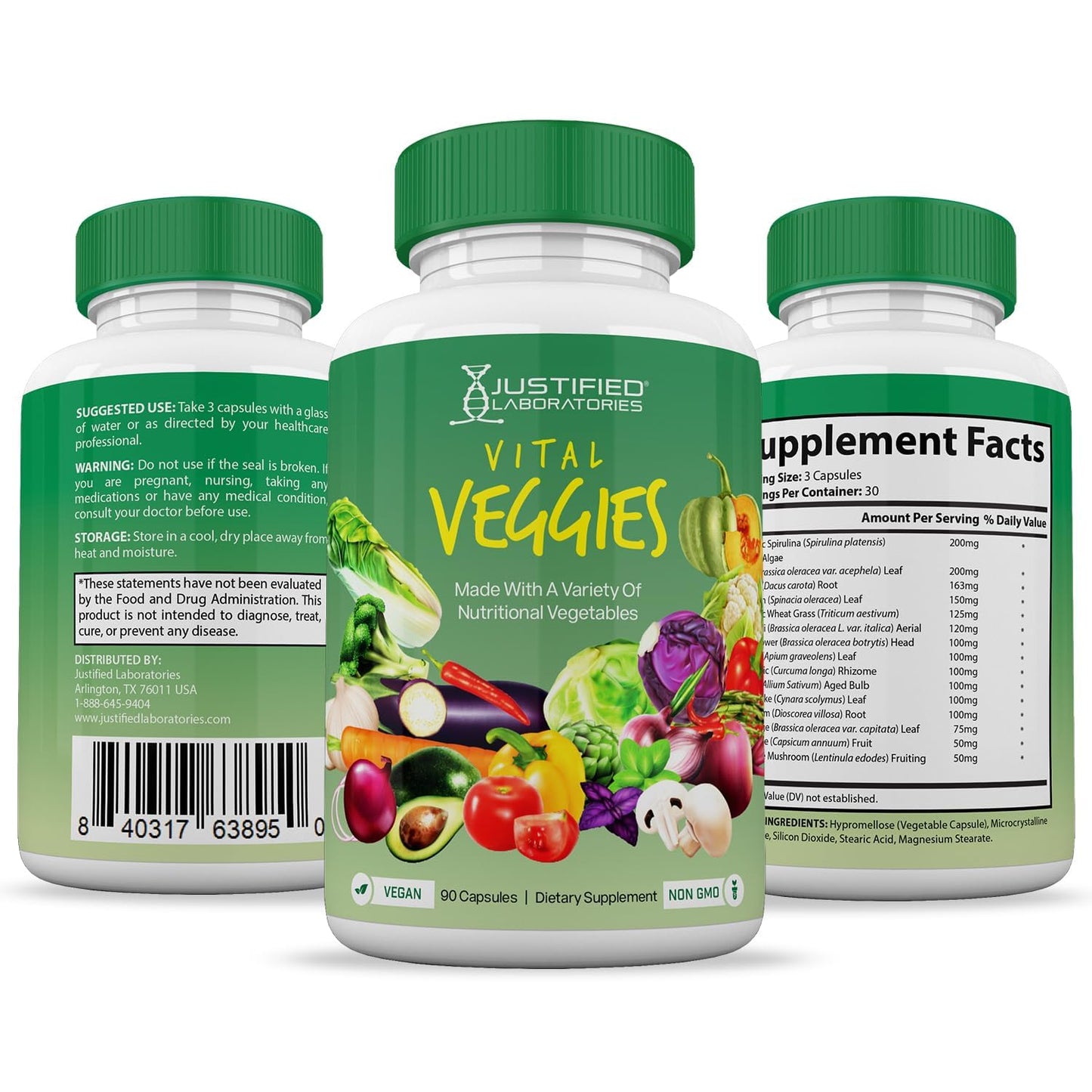 (10 Pack) Vital Fruits and Veggies Supplement Whole Food Red & Green Superfoods Non GMO Vegan Friendly 900 Veggie Capsules 10 Bottles - dailyvitalstore