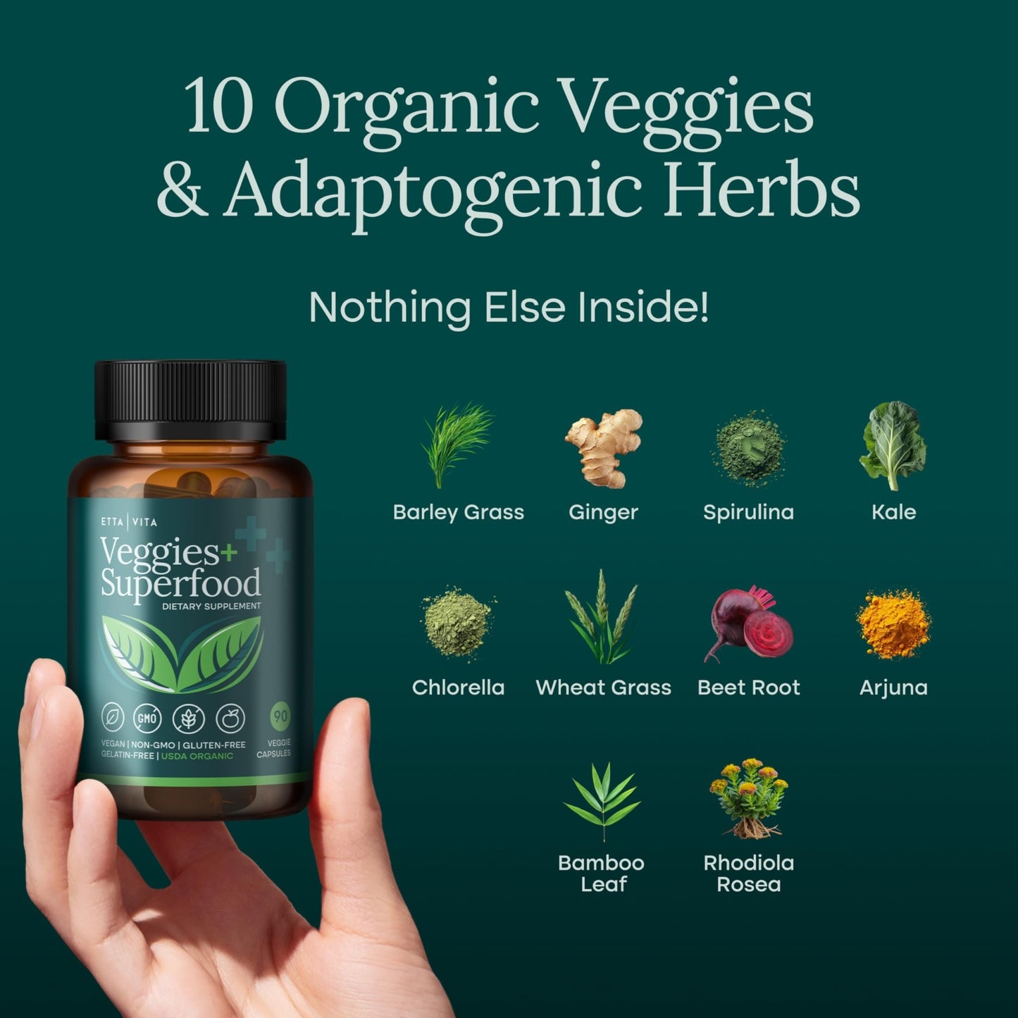 100% Organic Fruits and Veggies Supplement (USDA Organic - Made in USA) 180 Potent Fruits and Vegetable Capsules for Energy Boost & Daily Fruit and Vegetable Vitamins - Vegan, Non-GMO, Gluten-Free - dailyvitalstore
