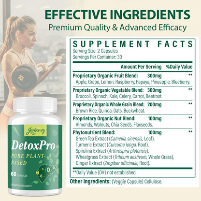 1000 MG Detox & Cleanse Capsules, 26-in-1 Plant-Based Formula for Detoxification, Detox Supplement for Women & Men, Natural Trace Binder, Liver, - dailyvitalstore