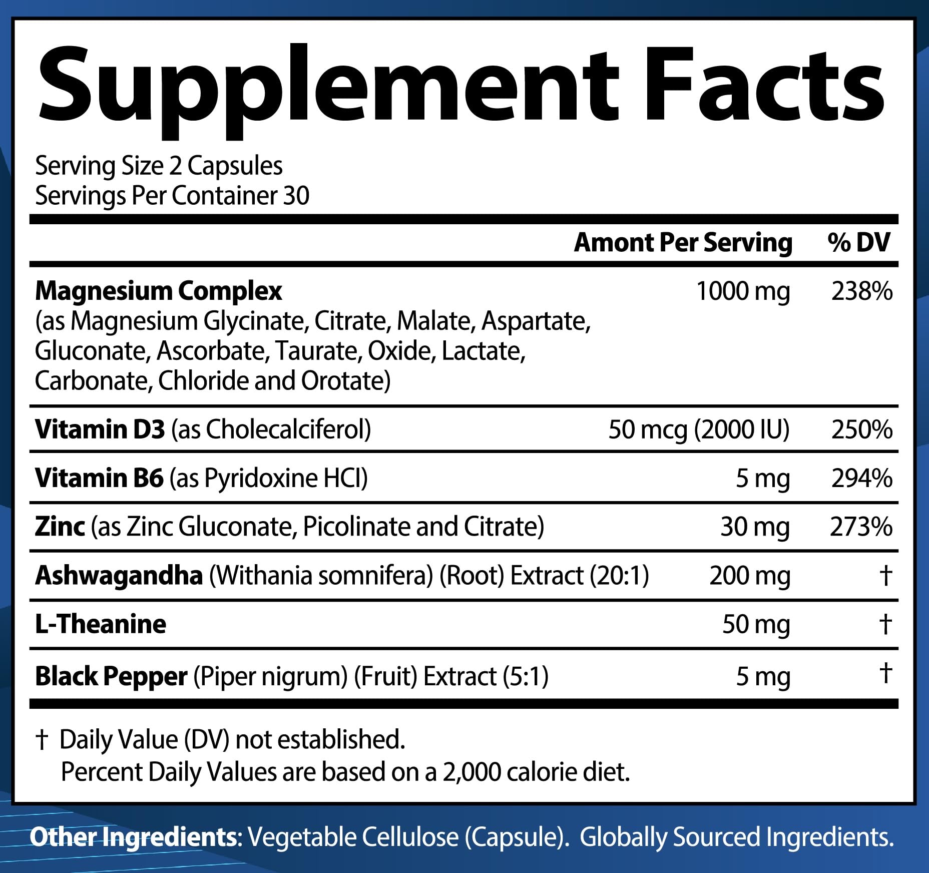 1000mg Magnesium Complex for Women and Men, 12 in 1 Magnesium Supplement with Ashwagandha, Zinc, D3, L-theanine. Easy to Swallow, High Absorption, Sleep Support & Stress Relief (60 Capsules) - dailyvitalstore