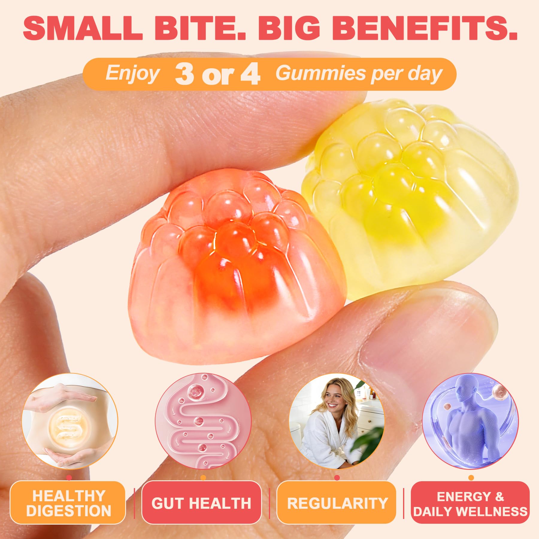 10g Fiber Gummies for Adults with Probiotics, Sugar Free Fiber Supplement with Organic Super Greens & Digestive Enzymes, Supports Gut Health, - dailyvitalstore