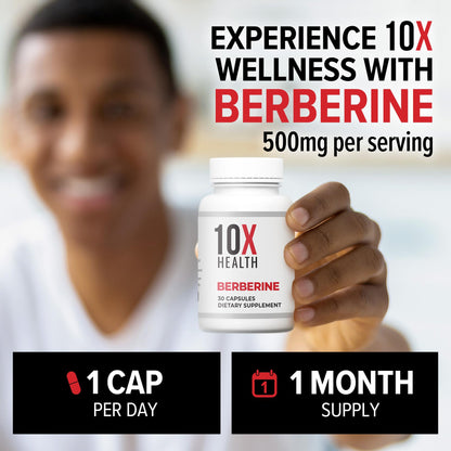 10X Health Berberine Supplement 500mg - Contains Dihydroberberine Supplement for Better Absorption - Supports Cardiovascular & Gut Health - dailyvitalstore