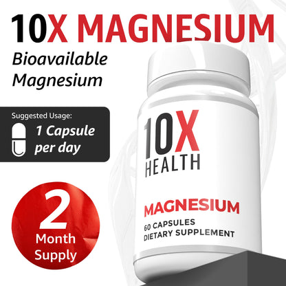 10X Health Magnesium Supplements - High-Absorption Magnesium Citrate for Sleep, Muscle & Nerve Support - dailyvitalstore