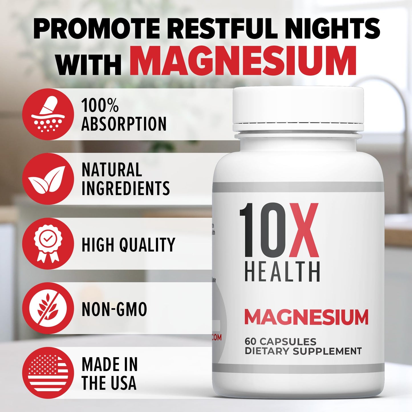 10X Health Magnesium Supplements - High-Absorption Magnesium Citrate for Sleep, Muscle & Nerve Support - dailyvitalstore