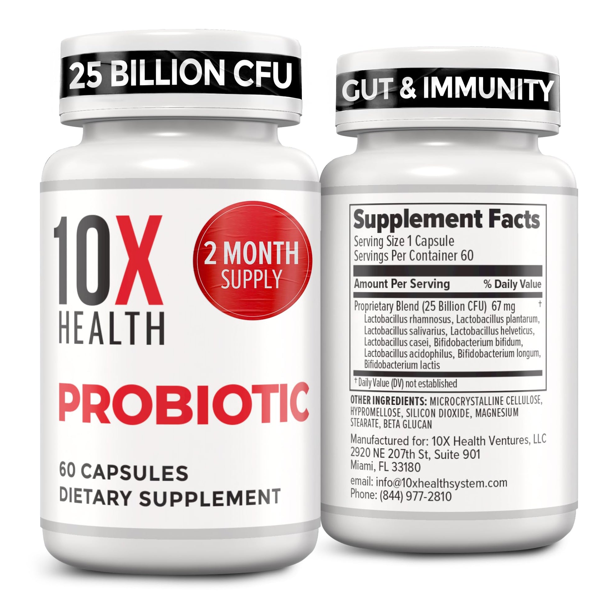 10X Health Probiotics for Men - 60 Capsules Immune Support Supplement & Probiotics for Digestive Health with Lactobacillus Rhamnosus, - dailyvitalstore