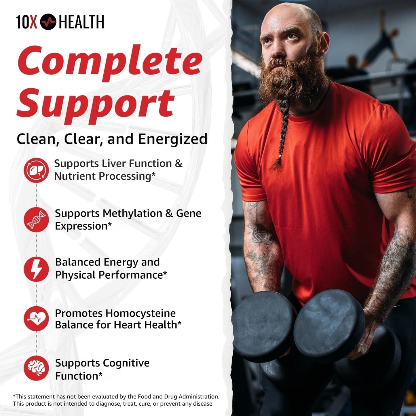 10X Health TMG Supplements - Trimethylglycine Supplement for Liver Support, Heart Wellness, Energy, Homocysteine Levels - TMG Capsules with Betaine Anhydrous - dailyvitalstore