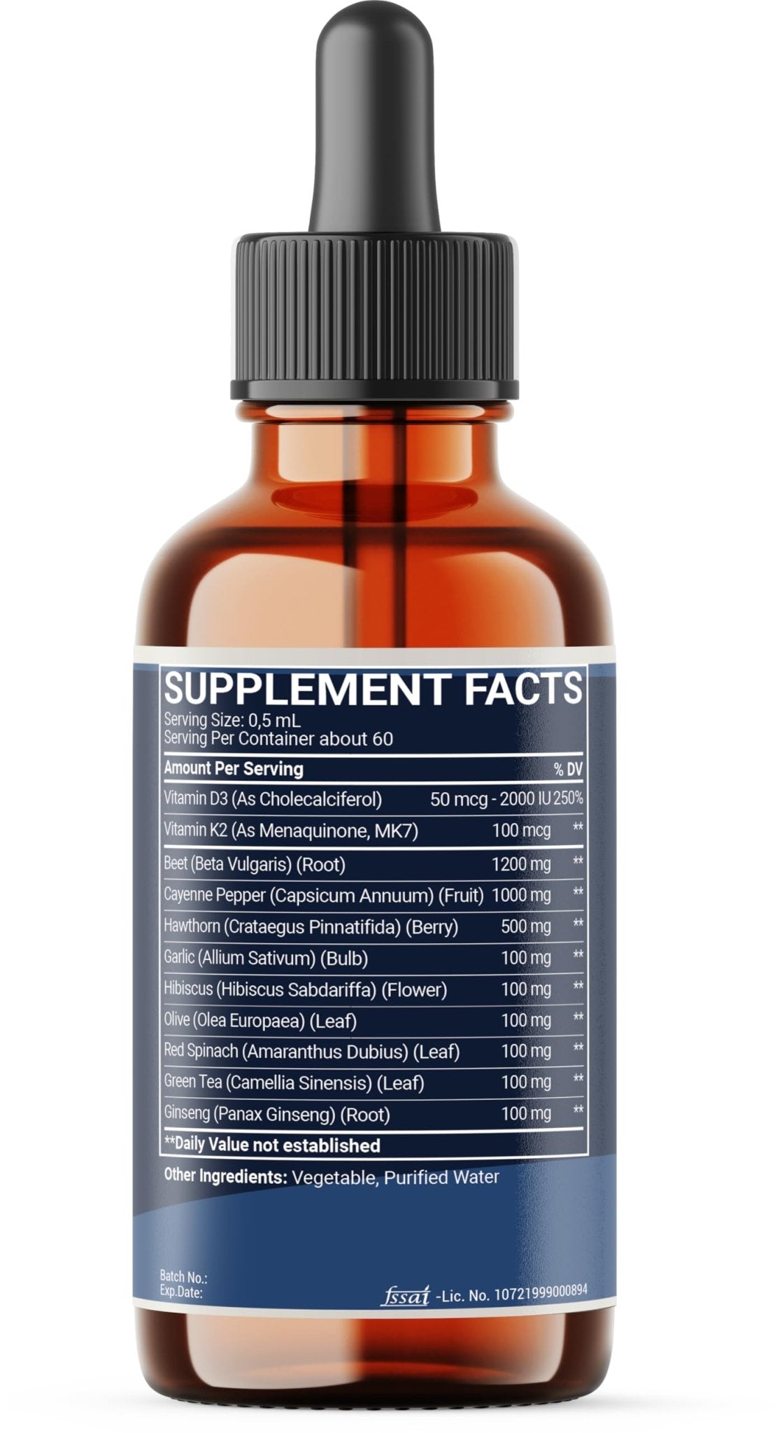 11in1 Beet Root Liquid Drops - Support Overall Wellness - with Vitamin D3, Vitamin K2, Hawthorn Berry, Cayenne Pepper, Garlic, Hibiscus, Olive, Red Spinach, Green Tea - 1 FL Oz - 60 Day Supply - dailyvitalstore