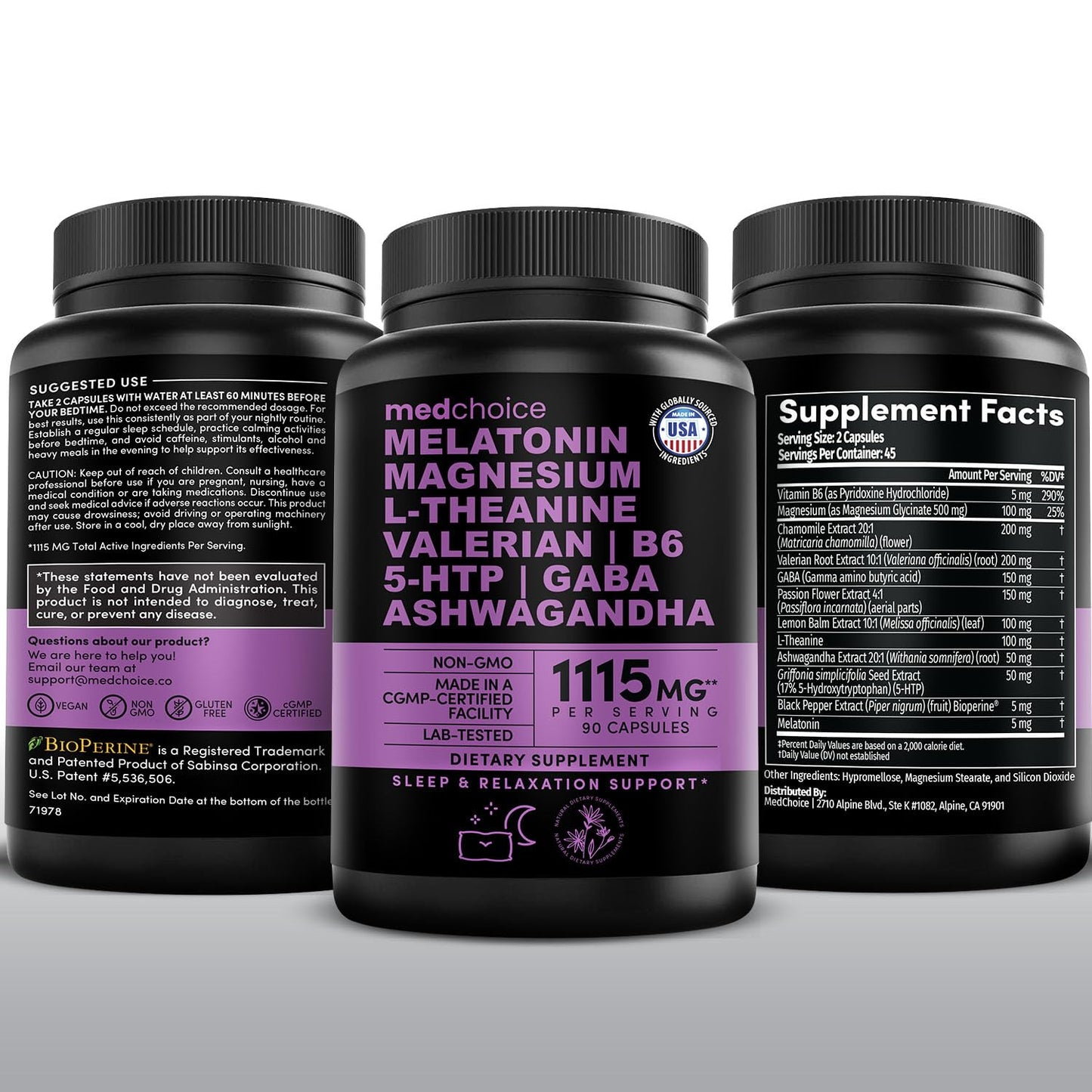 12-in-1 Melatonin Sleep Capsules - Natural Sleep Aids for Adults with Melatonin 5mg and Magnesium Glycinate 500mg, Sleep Aid with Ashwagandha, L Theanine, Valerian Root, GABA, 5-HTP (90ct, Pack of 1) - dailyvitalstore