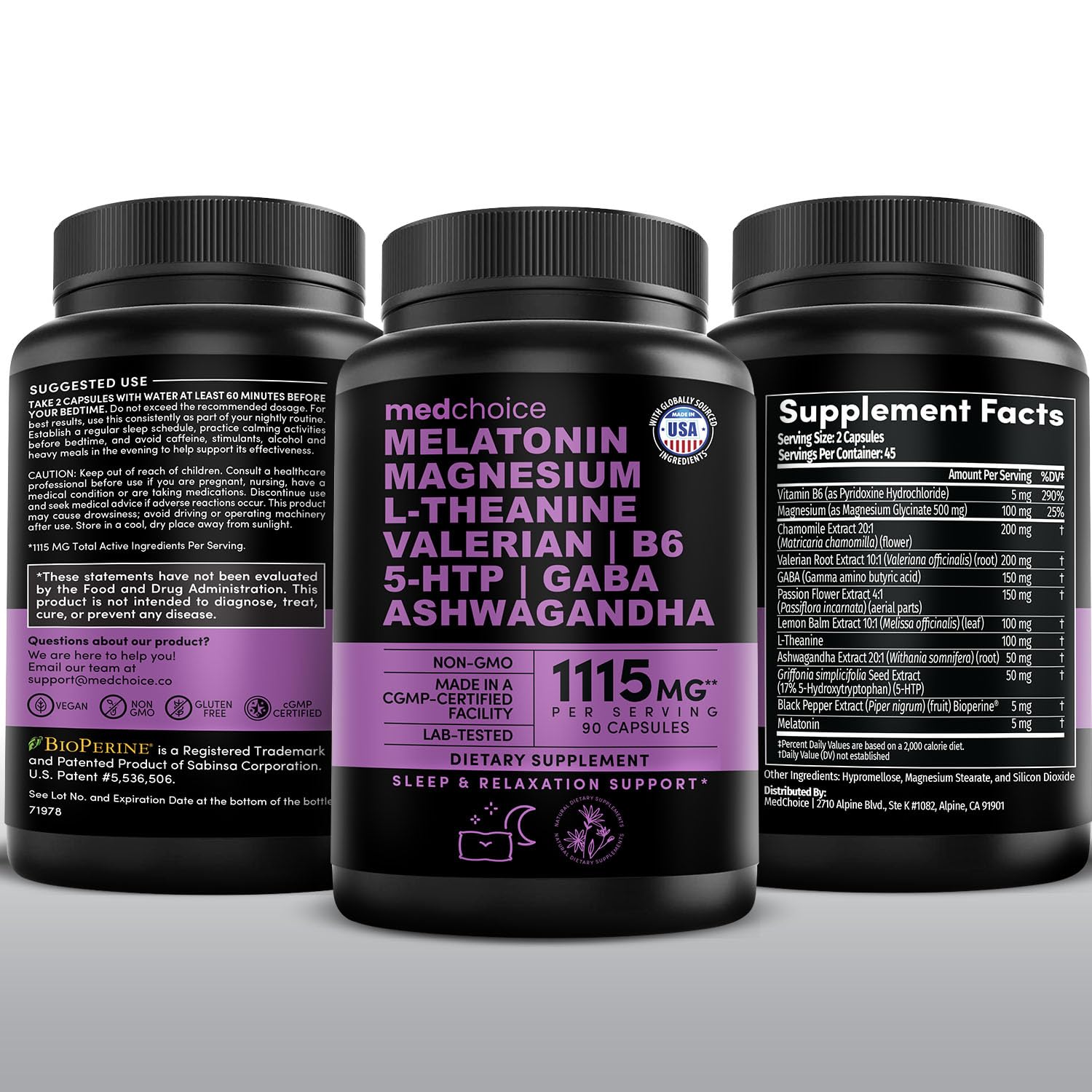 12-in-1 Melatonin Sleep Capsules - Natural Sleep Aids for Adults with Melatonin 5mg and Magnesium Glycinate 500mg, Sleep Aid with Ashwagandha, L Theanine, Valerian Root, GABA, 5-HTP (90ct, Pack of 1) - dailyvitalstore