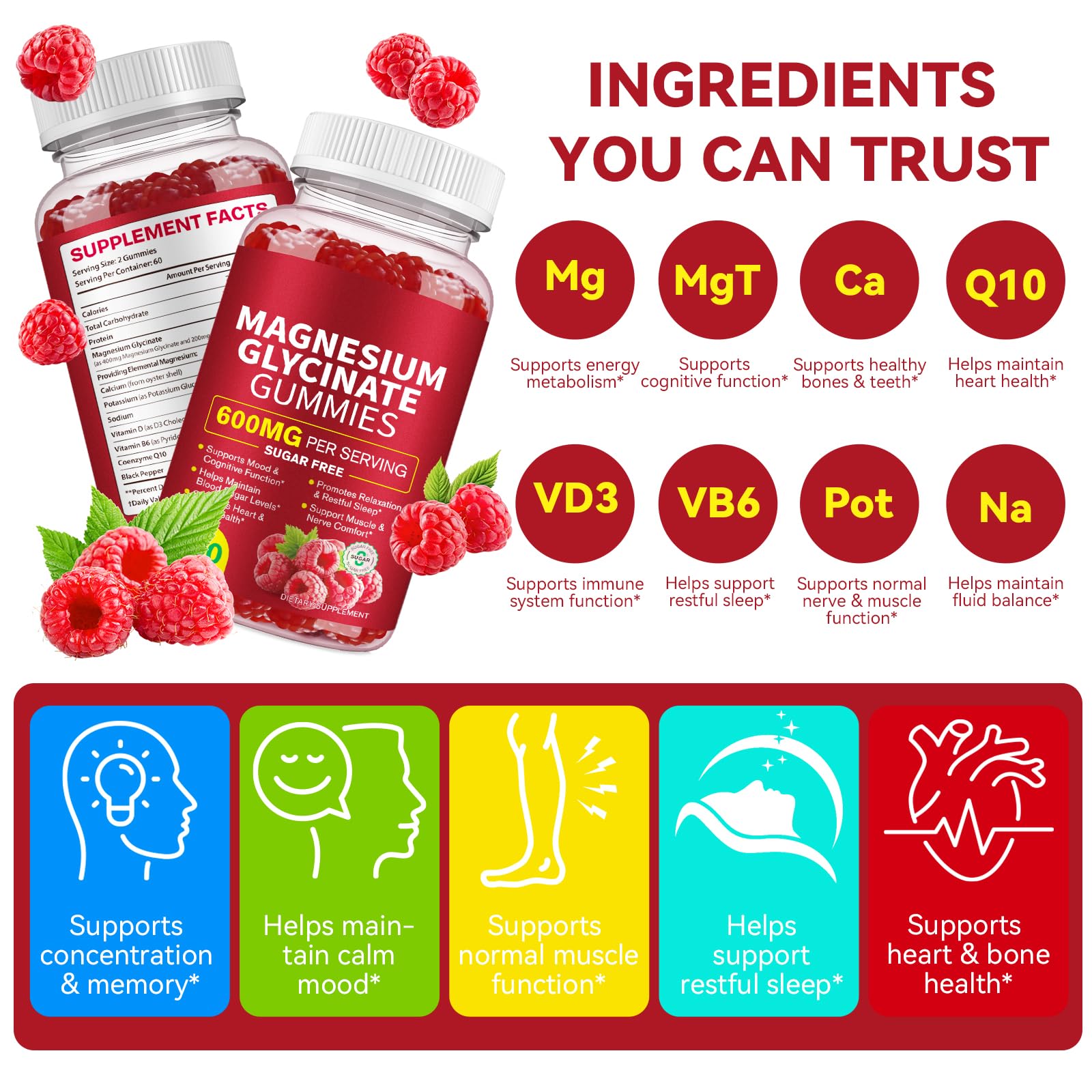 120 Count Magnesium Glycinate Gummies 600mg for Adults, Supports Relaxation, Magnesium Glycinate Chewable, - dailyvitalstore