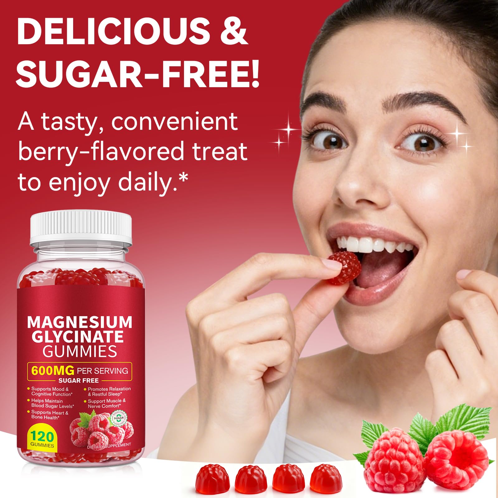 120 Count Magnesium Glycinate Gummies 600mg for Adults, Supports Relaxation, Magnesium Glycinate Chewable, - dailyvitalstore