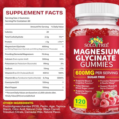 120 Count Magnesium Glycinate Gummies with L-Threonate（600mg Per Serving）,High Absorption Sugar Free Magnesium Potassium Supplement for Relaxation, Stress Relief, and Sleep Support for Adults & Kids - dailyvitalstore