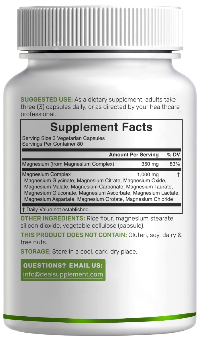 12‑in‑1 Magnesium Complex for Women 1,000 mg, 240 Vegetarian Capsules | Magnesium Glycinate, Citrate, Malate, Taurate, Orotate, Oxide & More | Chelated & Purified for Better Absorption - dailyvitalstore