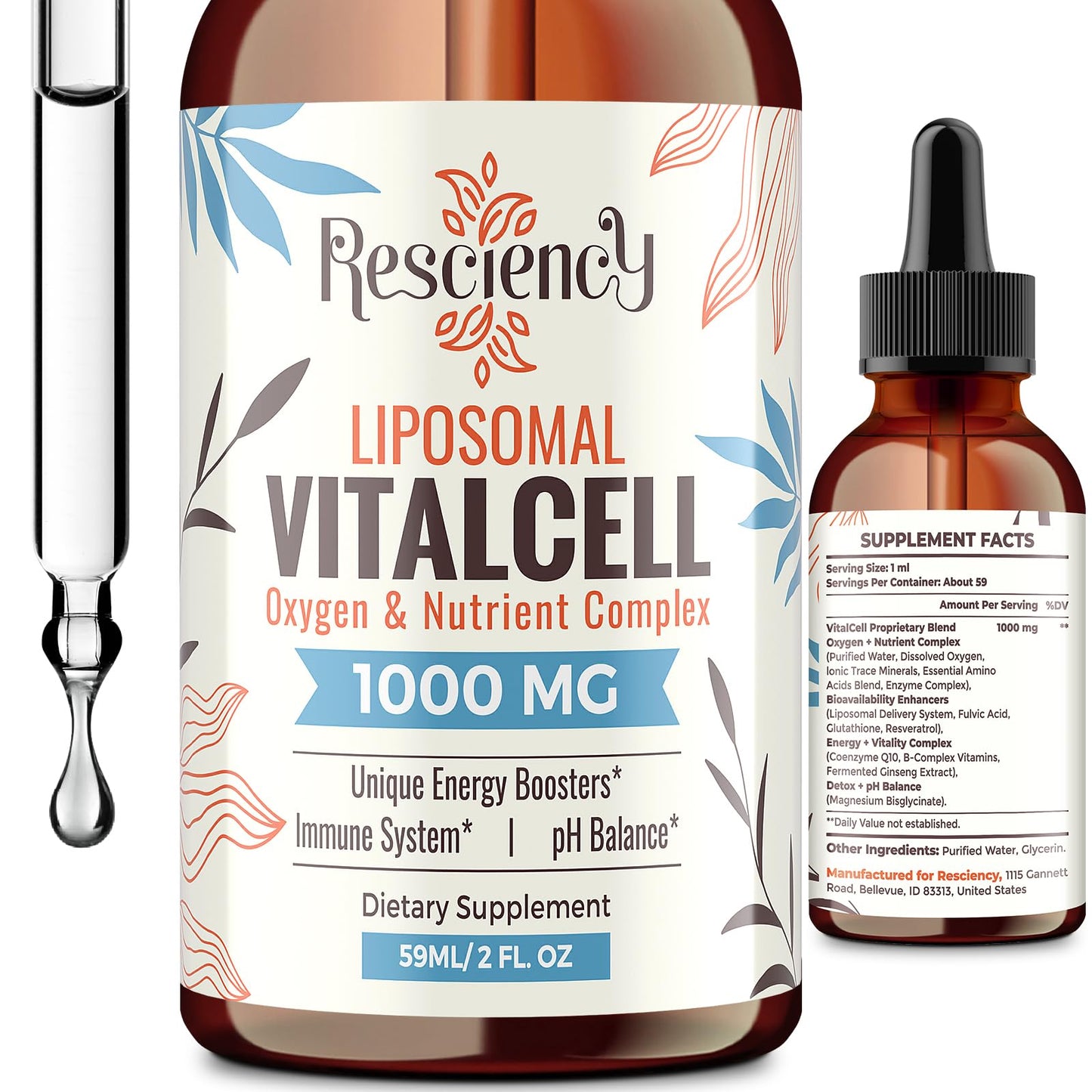 13-in-1 Liquid Oxygen Boost & Nutrient Supplement, Liposomal Optimized-Delivery Blend with Trace Minerals, Amino Acids, CoQ10, B Vitamins & Fulvic Acid, Daily Wellness Liquid Oxygen Drops, 2 fl oz - dailyvitalstore