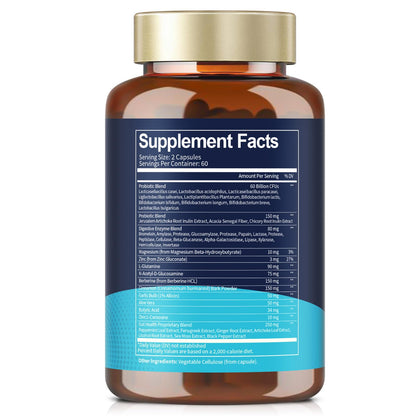 14-in-1 Gut Health with Probiotics, Prebiotics, Postbiotics & Digestive Enzymes for Women & Men, 60 Billion CFU Probiotics for Digestion, Strong Immunity, - dailyvitalstore