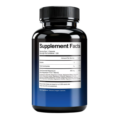 14-in-1 Magnesium Complex Supplement, 1200mg Elemental Magnesium Glycinate, Citrate, Malate, Taurate - Magnesium Complex for Women Nerves, Bone & Heart Health | Non-GMO - dailyvitalstore