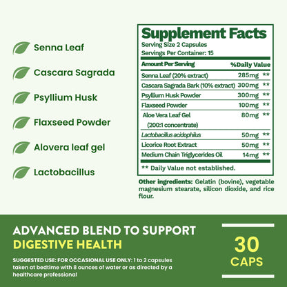 15 Day Advanced Colon Cleanse, Probiotics & Natural Herbs, Supports Detox & Gut Flora for Women & Men, with Cascara Sagrada, Psyllium Husk & Senna Leaf - dailyvitalstore