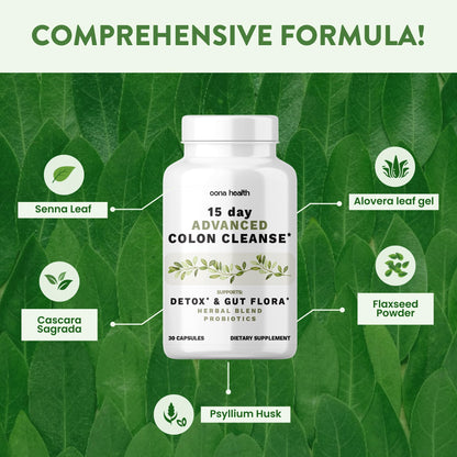 15 Day Advanced Colon Cleanse, Probiotics & Natural Herbs, Supports Detox & Gut Flora for Women & Men, with Cascara Sagrada, Psyllium Husk & Senna Leaf - dailyvitalstore