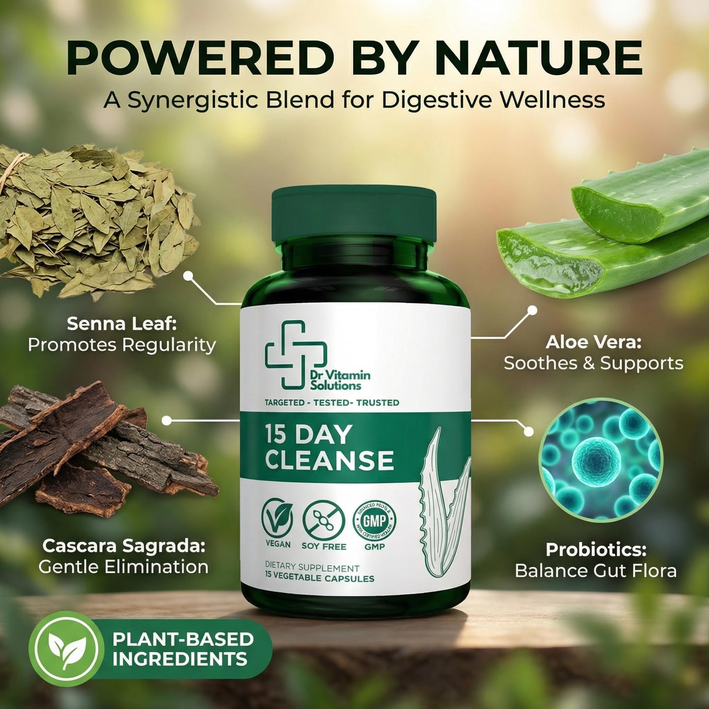 15 Day Colon Cleanse & Detox for Women and Men, Gut Cleanse with Senna, Aloe Vera, Psyllium Husk & Probiotics, Bloating, Constipation Relief, Gentle, Vegan, - dailyvitalstore