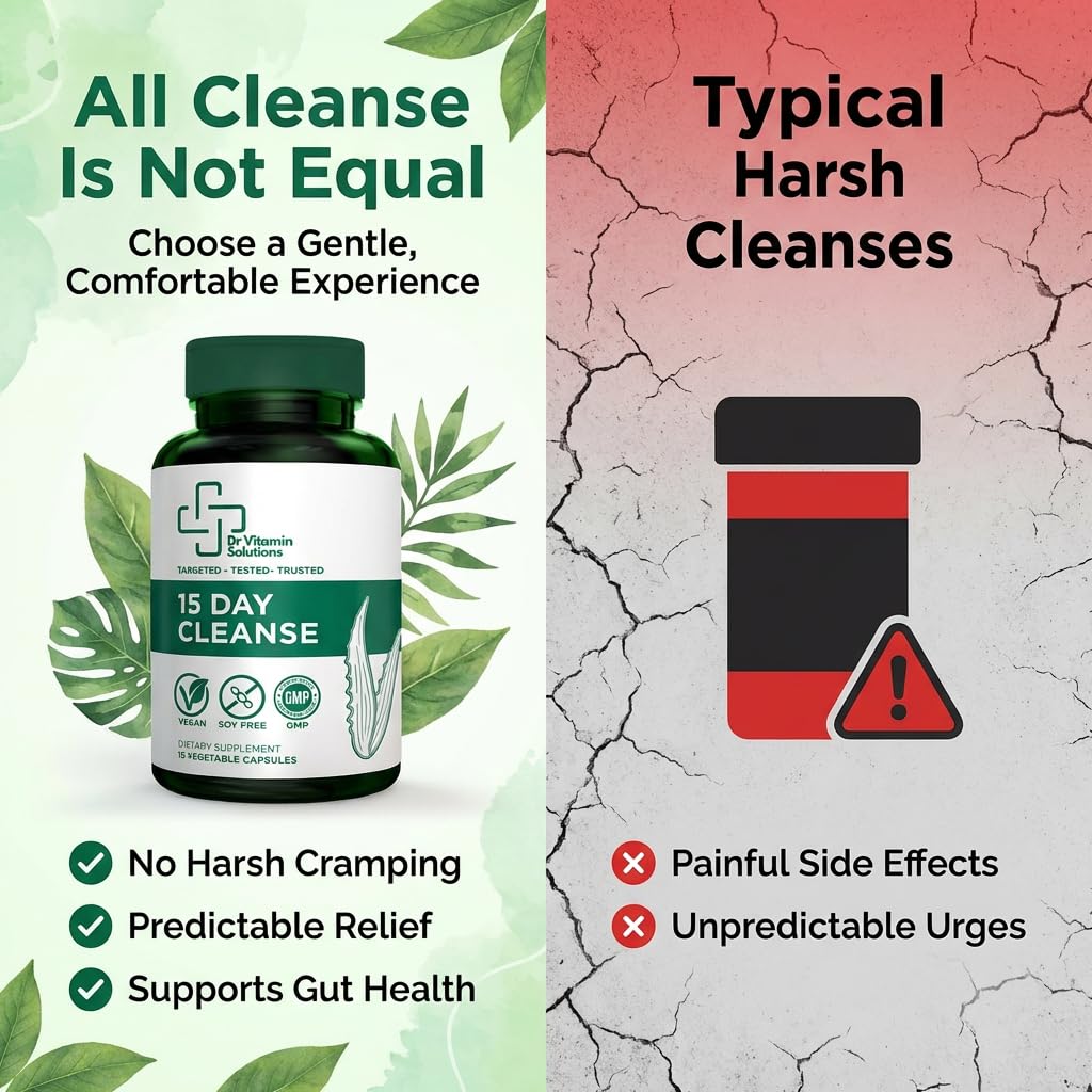 15 Day Colon Cleanse & Detox for Women and Men, Gut Cleanse with Senna, Aloe Vera, Psyllium Husk & Probiotics, Bloating, Constipation Relief, Gentle, Vegan, - dailyvitalstore
