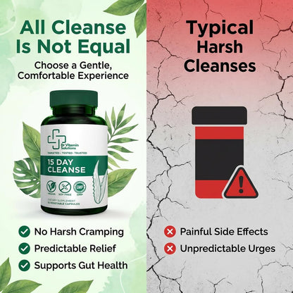 15 Day Colon Cleanse & Detox for Women and Men, Gut Cleanse with Senna, Aloe Vera, Psyllium Husk & Probiotics, Bloating, Constipation Relief, Gentle, Vegan, - dailyvitalstore