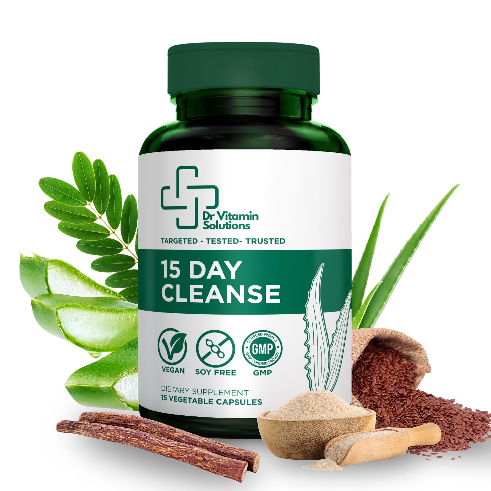 15 Day Colon Cleanse & Detox for Women and Men, Gut Cleanse with Senna, Aloe Vera, Psyllium Husk & Probiotics, Bloating, Constipation Relief, Gentle, Vegan, - dailyvitalstore