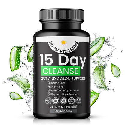 15-Day Colon Cleanse & Gut Detox – Natural Probiotic Cleanser with Senna Leaf, Psyllium & Aloe – Halal for Men & Women – Supports Digestive Health - dailyvitalstore