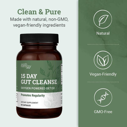 15 Day Gut Cleanse Detox For Women and Men - Vegan, Non-GMO Ingredients For Waist Loss and Constipation Relief With A 15 Day Cleanse Gut Support Without Cramping, - dailyvitalstore