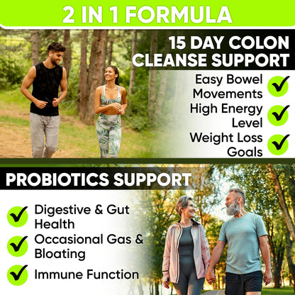 15 Day Gut Cleanse Detox for Women & Men - Advanced 15 Days Colon Cleanse with Probiotics and Psyllium Husk for Constipation Relief, Digestive Health, - dailyvitalstore