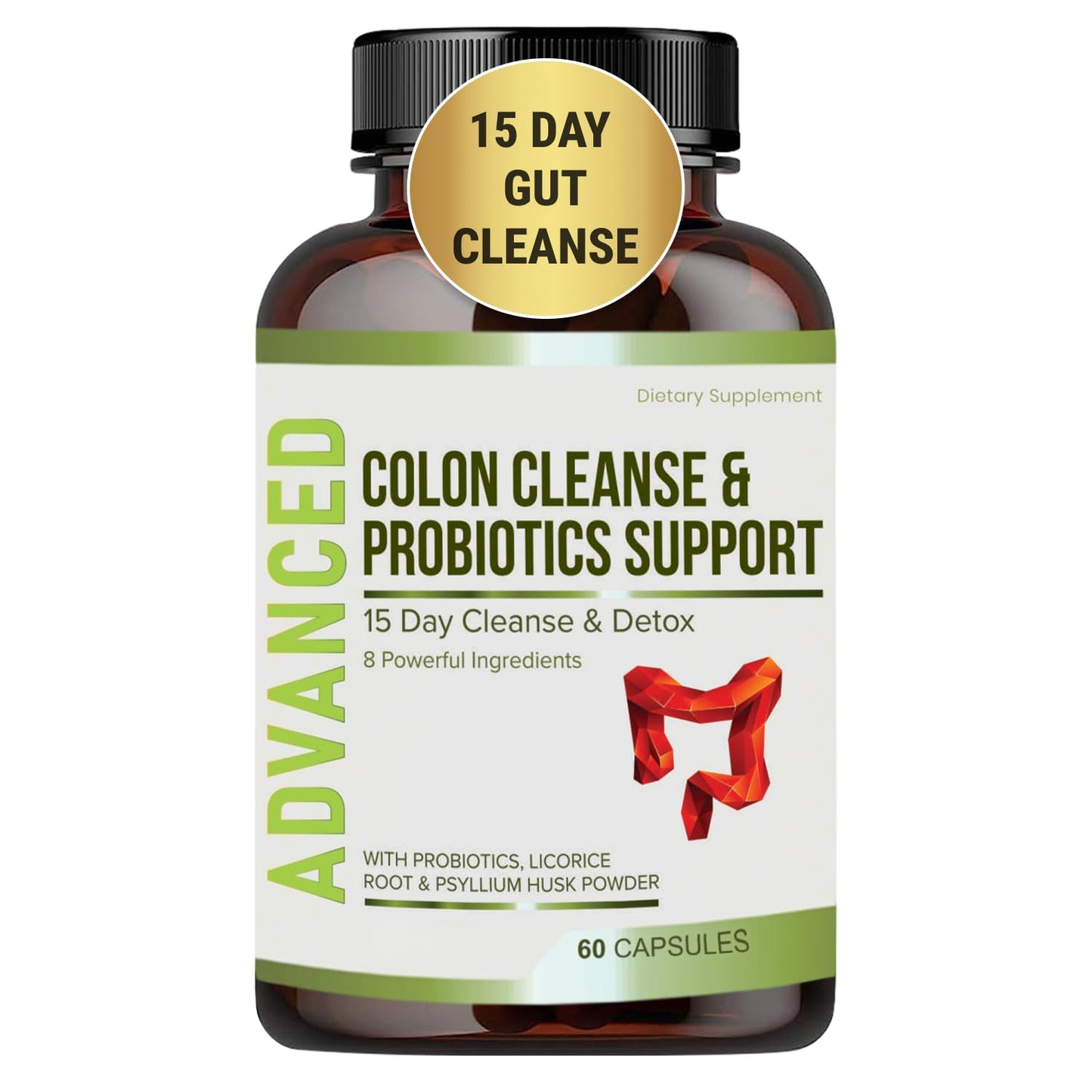 15 Day Gut Cleanse Detox for Women & Men - Advanced 15 Days Colon Cleanse with Probiotics and Psyllium Husk for Constipation Relief, Digestive Health, - dailyvitalstore