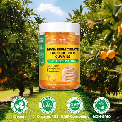 15-in-1 Magnesium Citrate Fiber Gummies with Probiotic Prebiotic for Digestion, Fiber Supplement with Magnesium Citrate 300mg, Apple Cider Vinegar 500mg, Acacia, B6, B12, 60 Orange Vegan Gummies - dailyvitalstore
