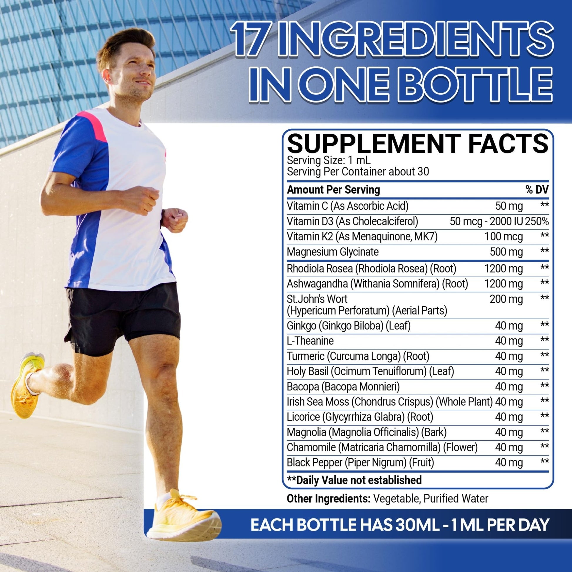 17in1 Rhodiola Rosea Liquid Drops with blend Ashwagandha Magnesium, L-Theanine. Ultra Strength Rhodiola Cortisol Supplement, Rhodiola Root for Support Relaxation, Mood, Energy - 1 FL Oz - 60 Day - dailyvitalstore