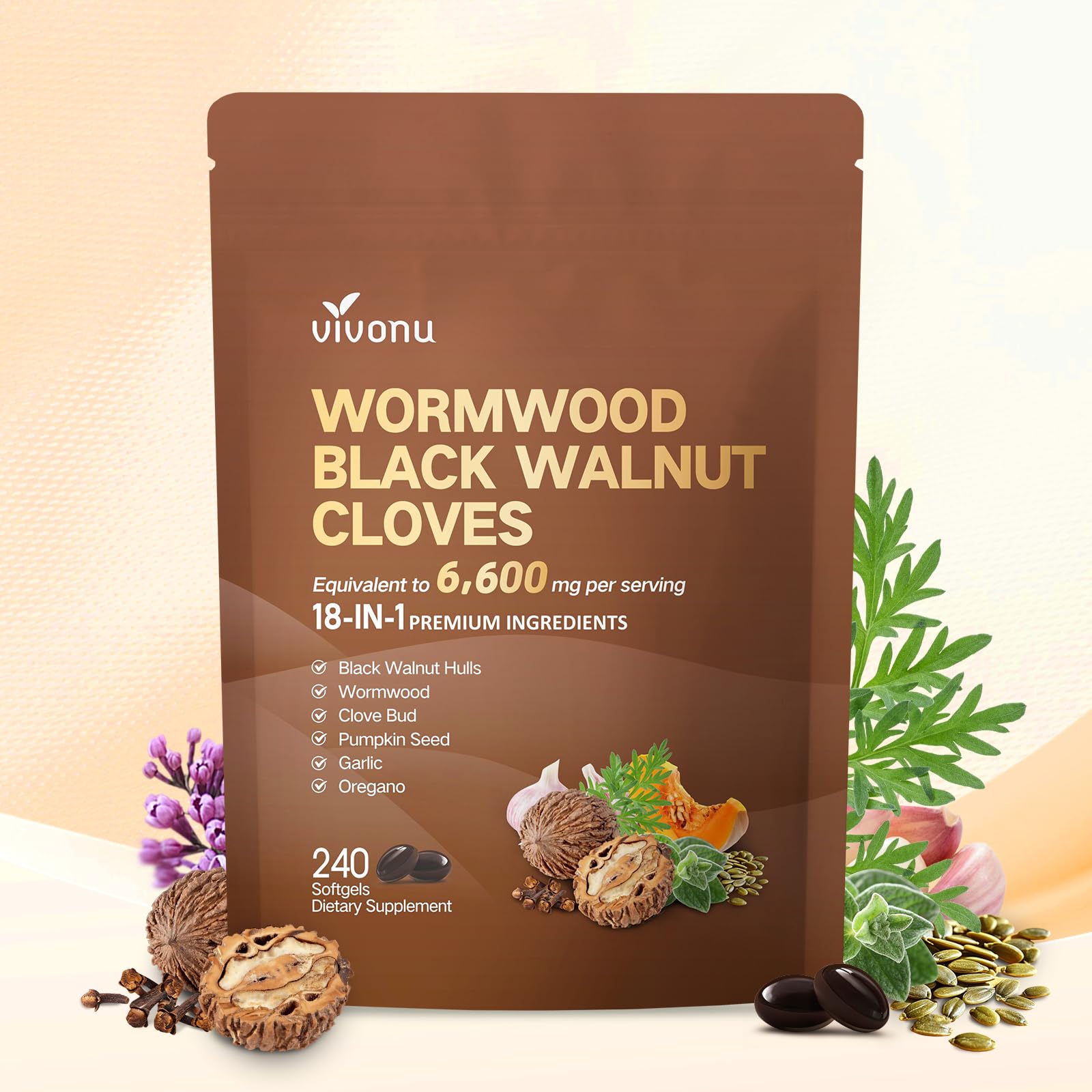 18-in-1 Black Walnut Wormwood Cleanse for Humans, 80 Day Supply, Serving, Rapid Gut Cleanse & Digestive Health with Clove, Garlic, Turmeric, Pumpkin Seed, - dailyvitalstore