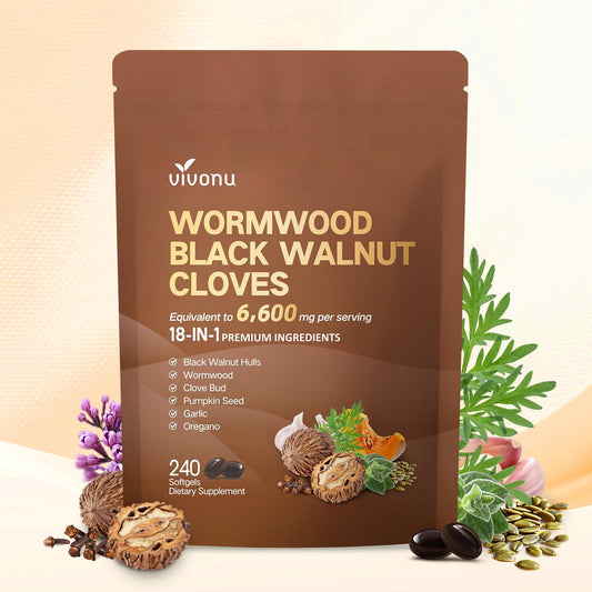 18-in-1 Black Walnut Wormwood Cleanse for Humans, 80 Day Supply, Serving, Rapid Gut Cleanse & Digestive Health with Clove, Garlic, Turmeric, Pumpkin Seed, - dailyvitalstore