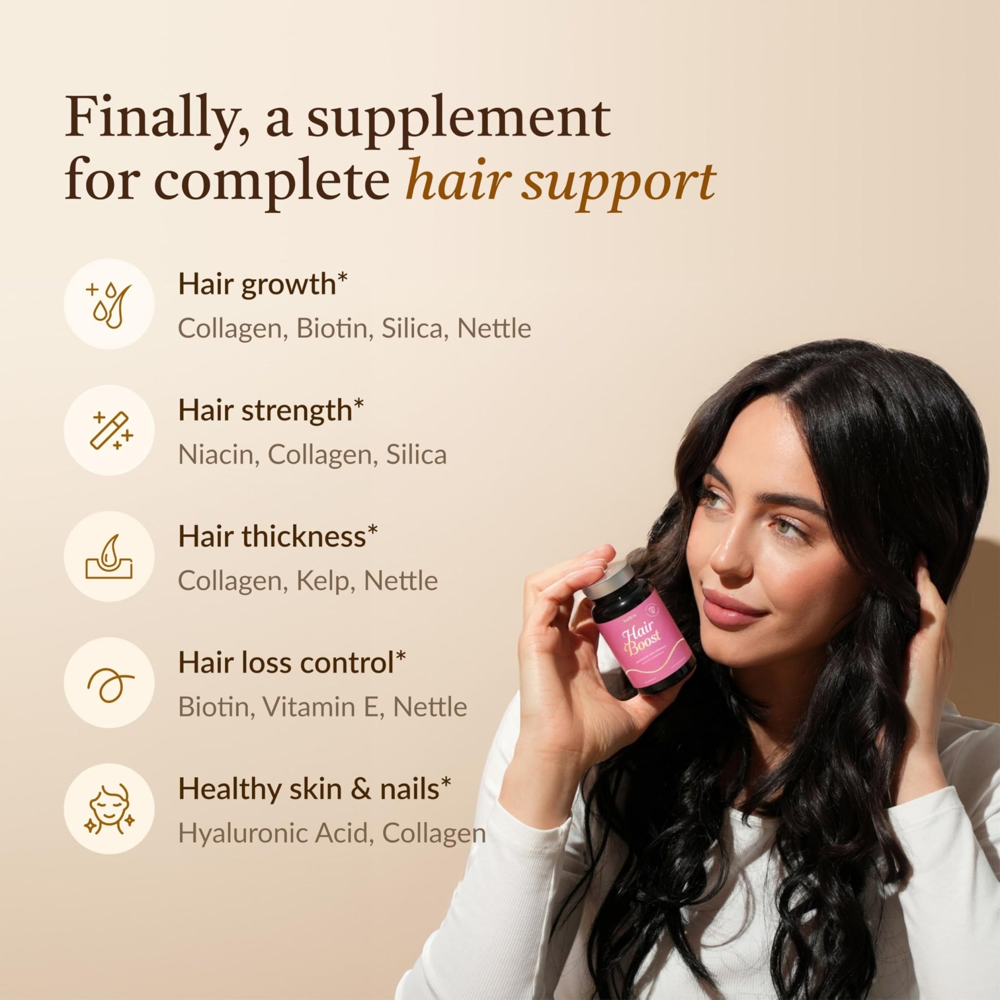 18-in-1 Hair Growth Supplement | Collagen, Hyaluronic Acid, Nettle, Silica, Biotin, Grape Seed Extract, Bamboo | Stronger, Thicker, Longer Hair – Supports Hair Volume, Shine, Scalp & Nail Health - dailyvitalstore
