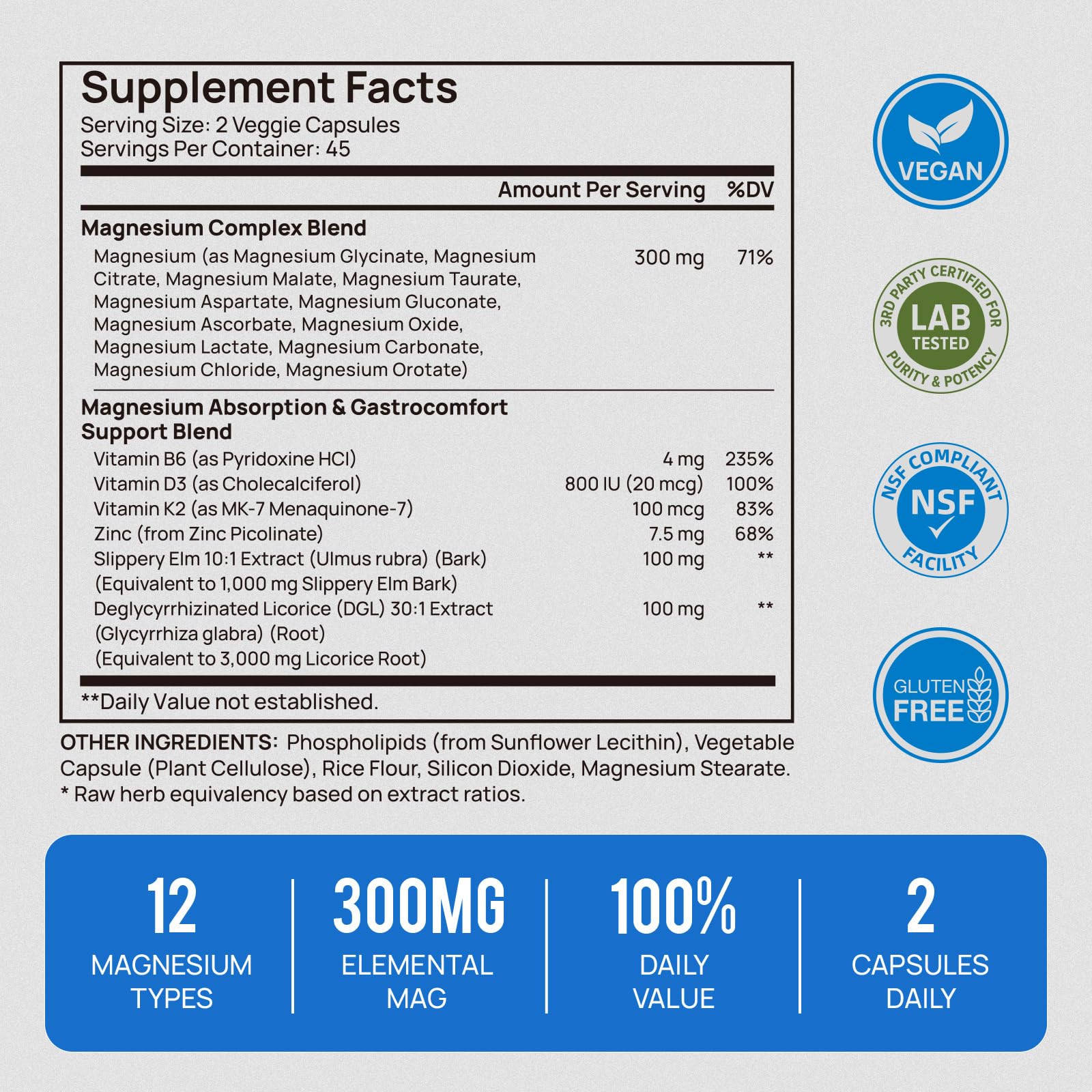 18 in 1 Magnesium Complex for Women and Men | Liposomal Magnesium Supplement with Glycinate, Citrate, Malate, Taurate, D3 & K2 | High Absorption for Muscle, Sleep, Bone, Nerve Support | 90 Capsules - dailyvitalstore
